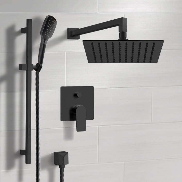 Shower Faucet, Remer SFR56, Matte Black Shower Set With Rain Shower Head and Hand Shower